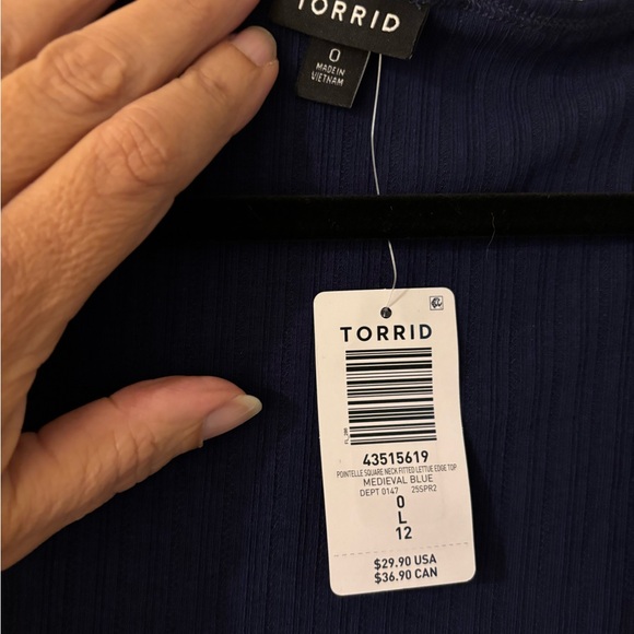 Torrid Blue Ribbed Ruffled Short Sleeve Tee - Picture 3 of 5